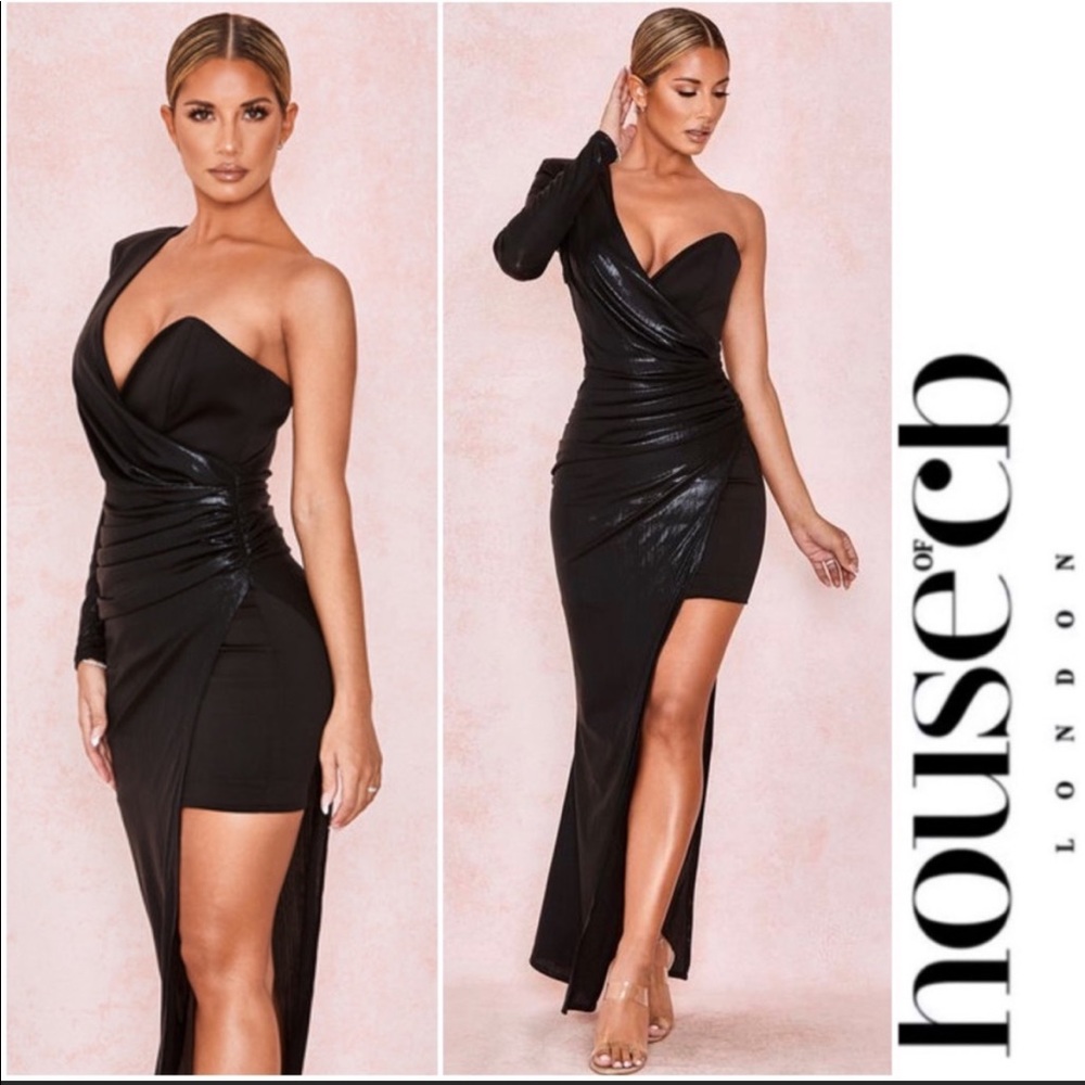 House of CB Asymmetric Draped Gown